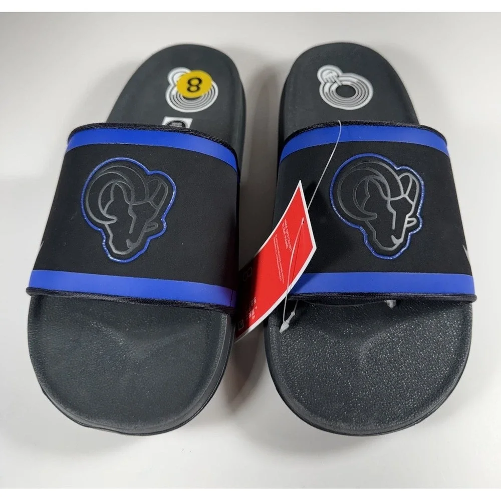 NIKE Offcourt LA Rams NFL‎ Slides Sandals Blue Black Men's Sz 8 *NEW* DD0556-001